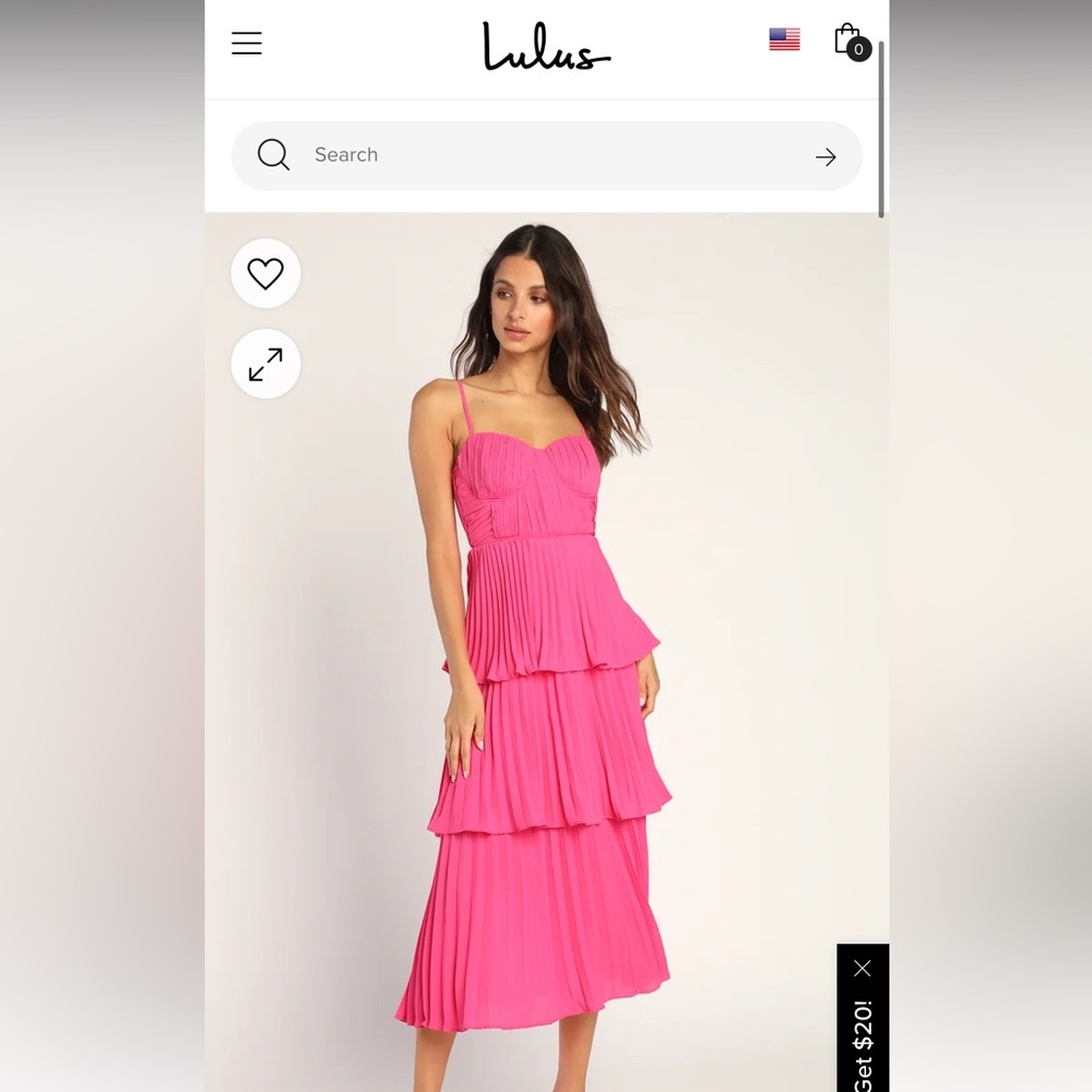 Lulus Hot Pink Tiered Midi Dress